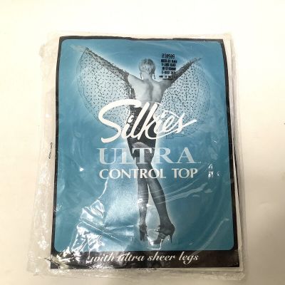 Silkies Ultra Control Top Queen Black XL 03050 Ultra  sheer Legs Control Top NOS